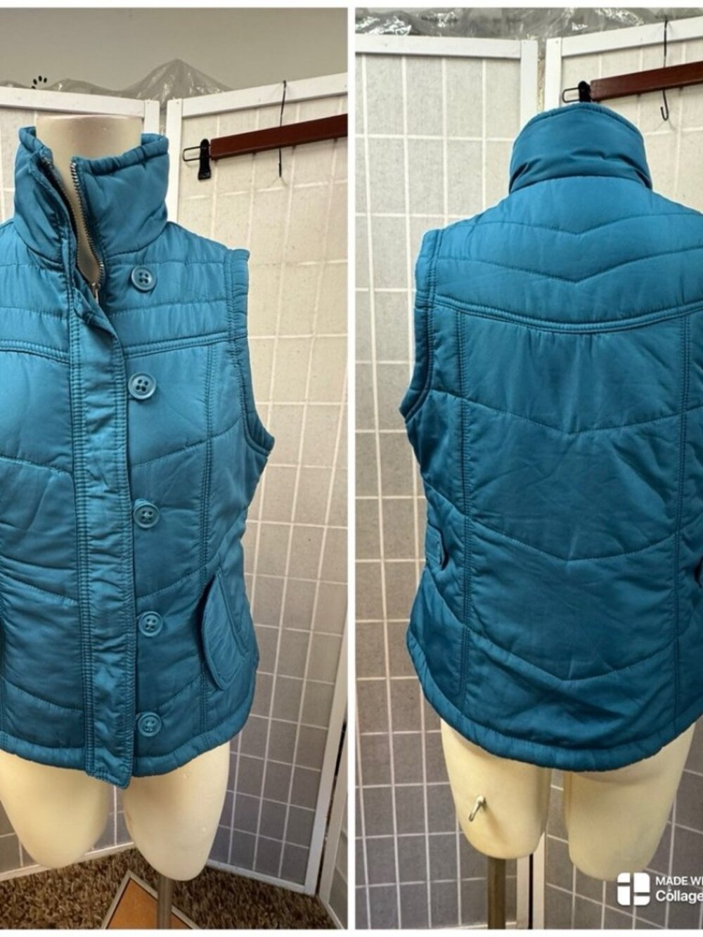 Sonoma, Woman,Blue Vest,Size M,Zipper,Buttons,Pockets,Sleeveless.!